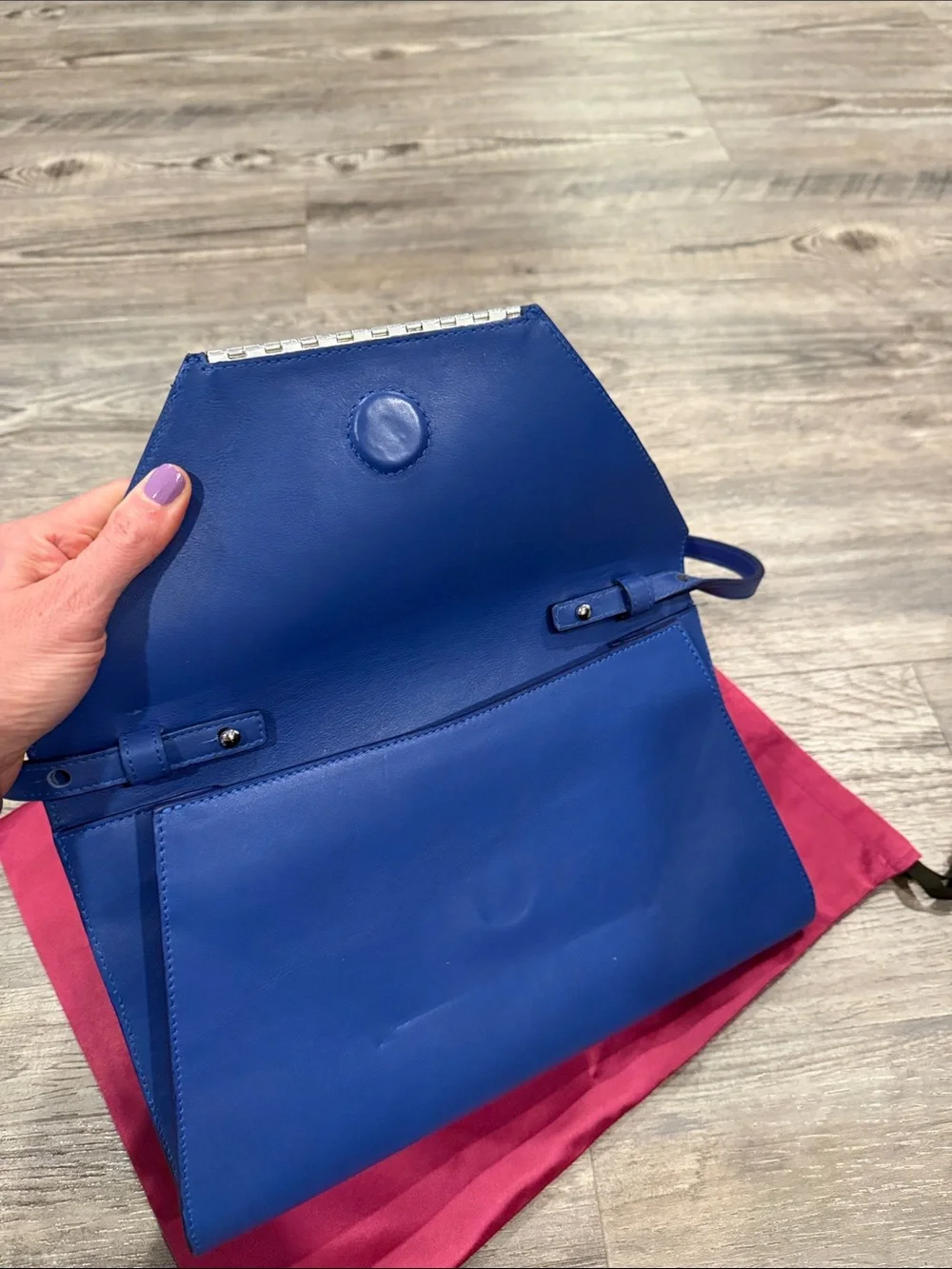 Jill Haber Leather Clutch Bag with Detachable Strap